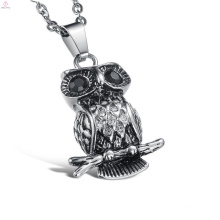 New Products Statement Cool Stainless Steel Crystal Owl Pendant Necklace